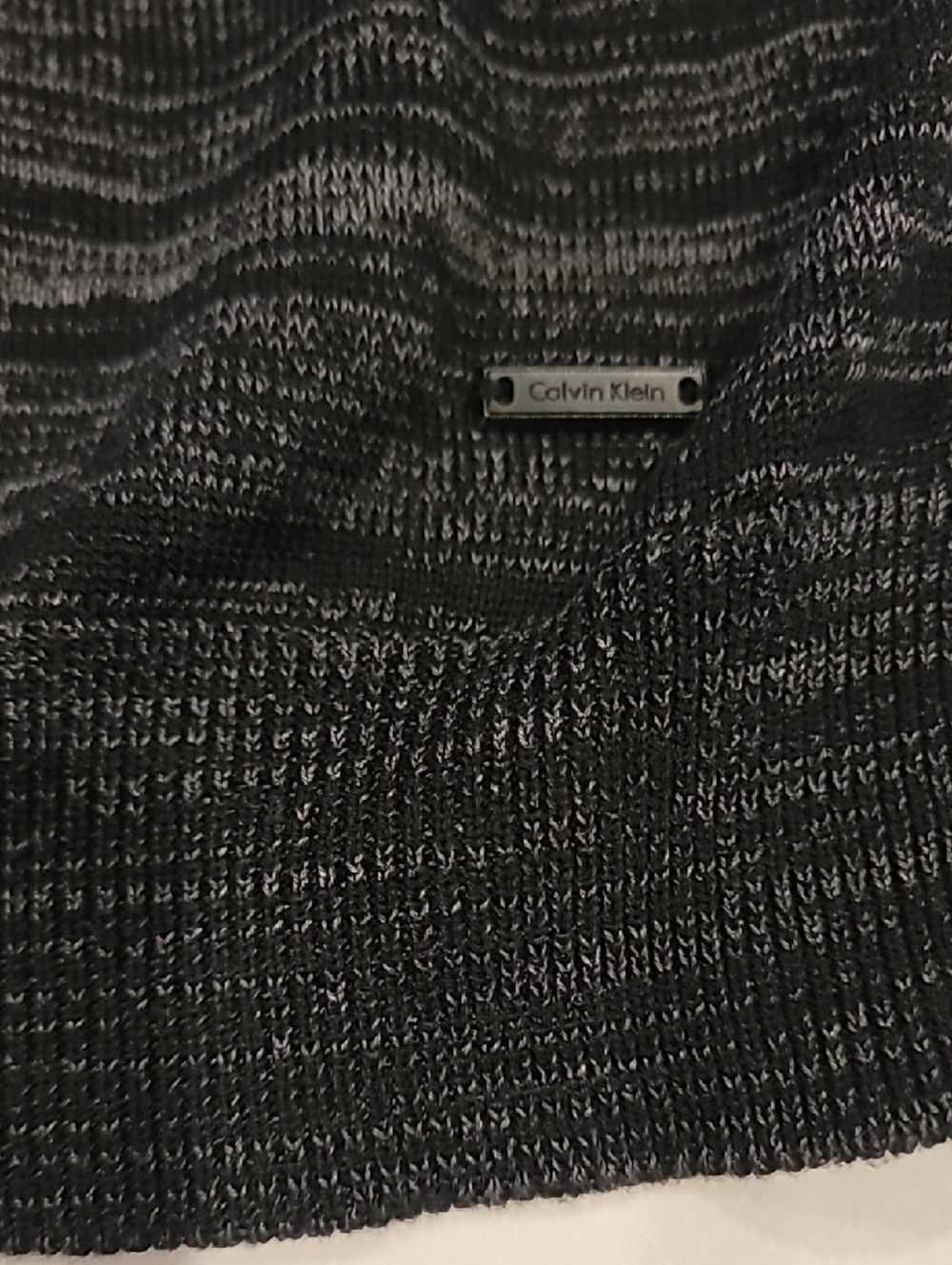 Calvin Klein Premium Cotton Silk V Neck Sweater Striated Ombre Gray XL - Picture 5 of 10
